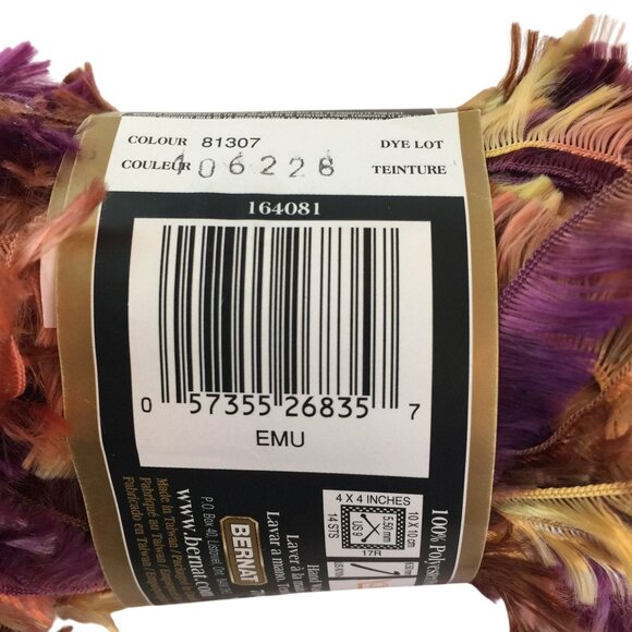 Bernat Boa Yarn Lot 4 Skeins 1.3oz-50g Love Bird Emu Parrot Partridge Eyelash - Picture 5 of 7